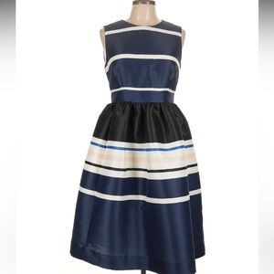 Kate Spade Holiday Stripe Dress Rich Navy 8 Classic Feminine Elegant